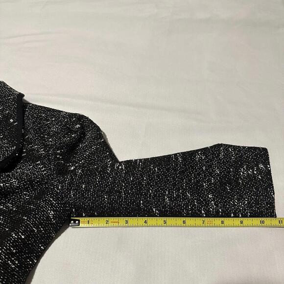 Bebe Tweed Blazer Jacket Sz 00 Black With White Specks 3/4 Sleeve Contrast Trim - Picture 4 of 12